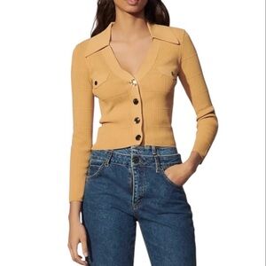 NWOT Sandro Suzie Ribbed Collared Cardigan